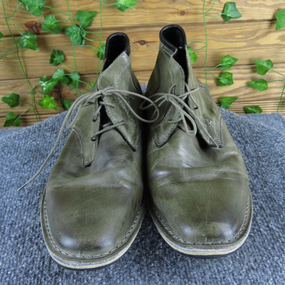 Steve Madden Hestonn 667 Men Gray Leather‎ Chukka Boots Size 11.5 Lace Up Casual